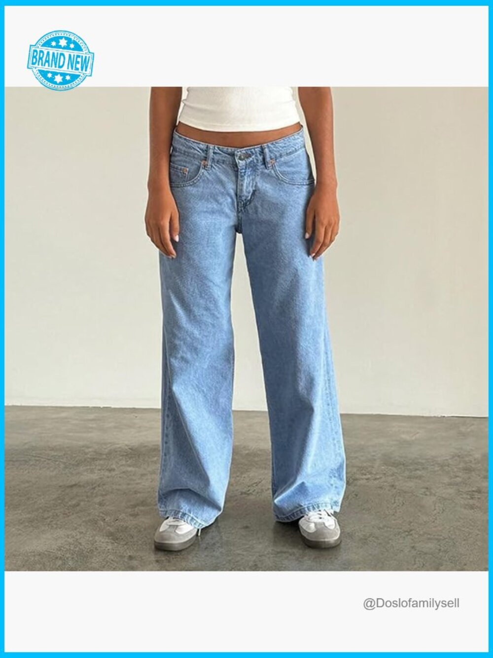 Wide Leg Low Rise Boyfriend Jeans Loose Fit Y2K Vintage Denim Pants - Picture 3 of 7